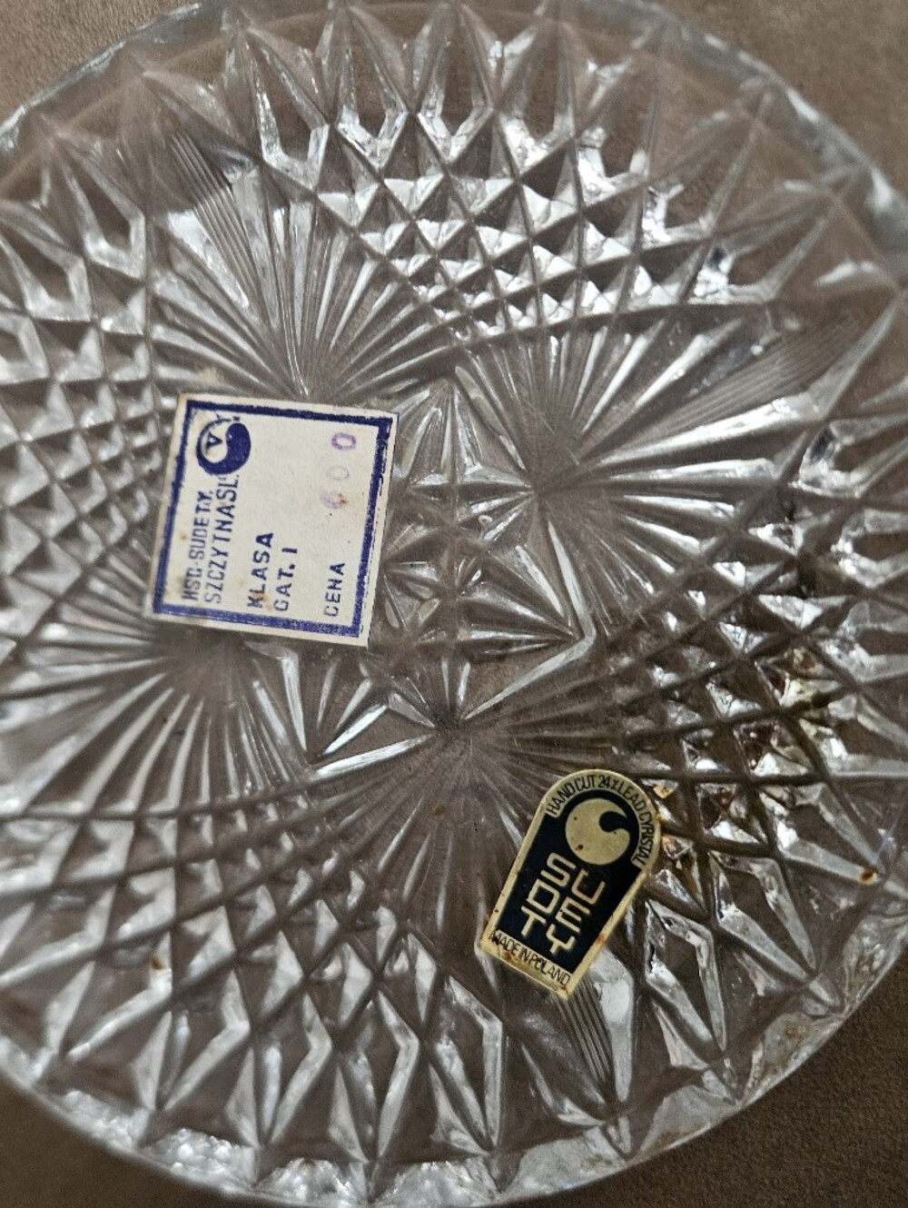 Set Of 6 Clear Cut Glass Decorative Plates Made In Poland
